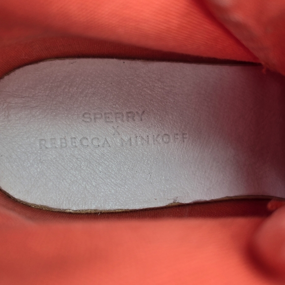 Sperry x Rebecca Minkoff Washed Canvas High Top Sneakers, Orange, Women's 7.5 - Picture 11 of 16